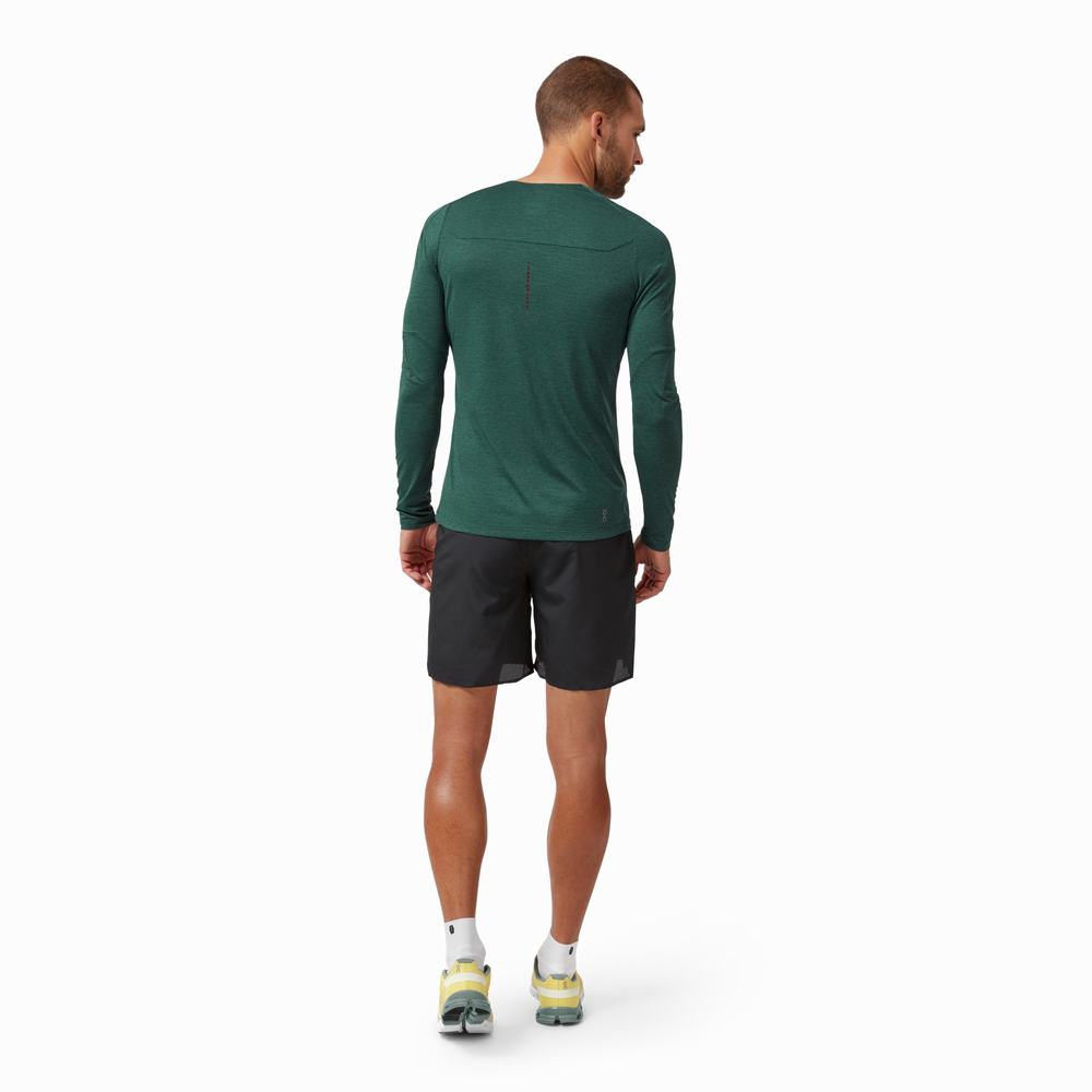 Camiseta On Performance Long Hombre Verdes | 18GQFUSZY