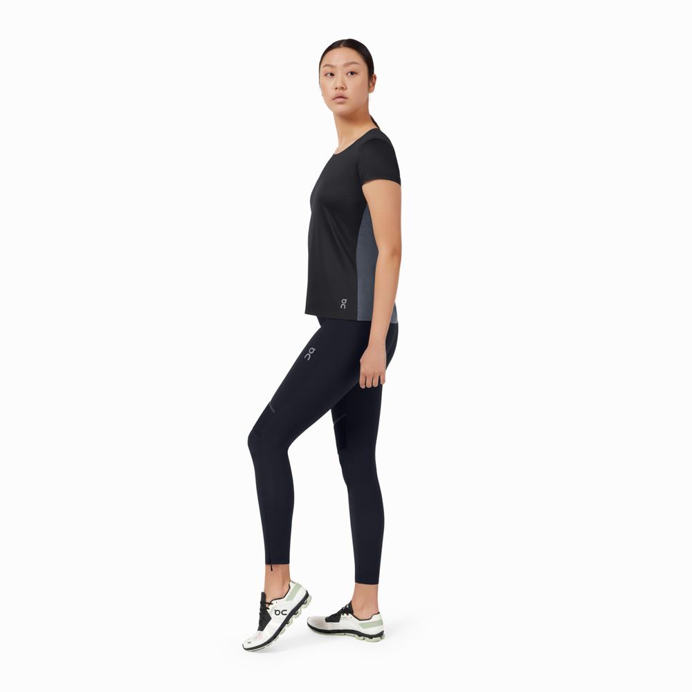 Camiseta On Performance Long Mujer Negros | 89LQMASDF