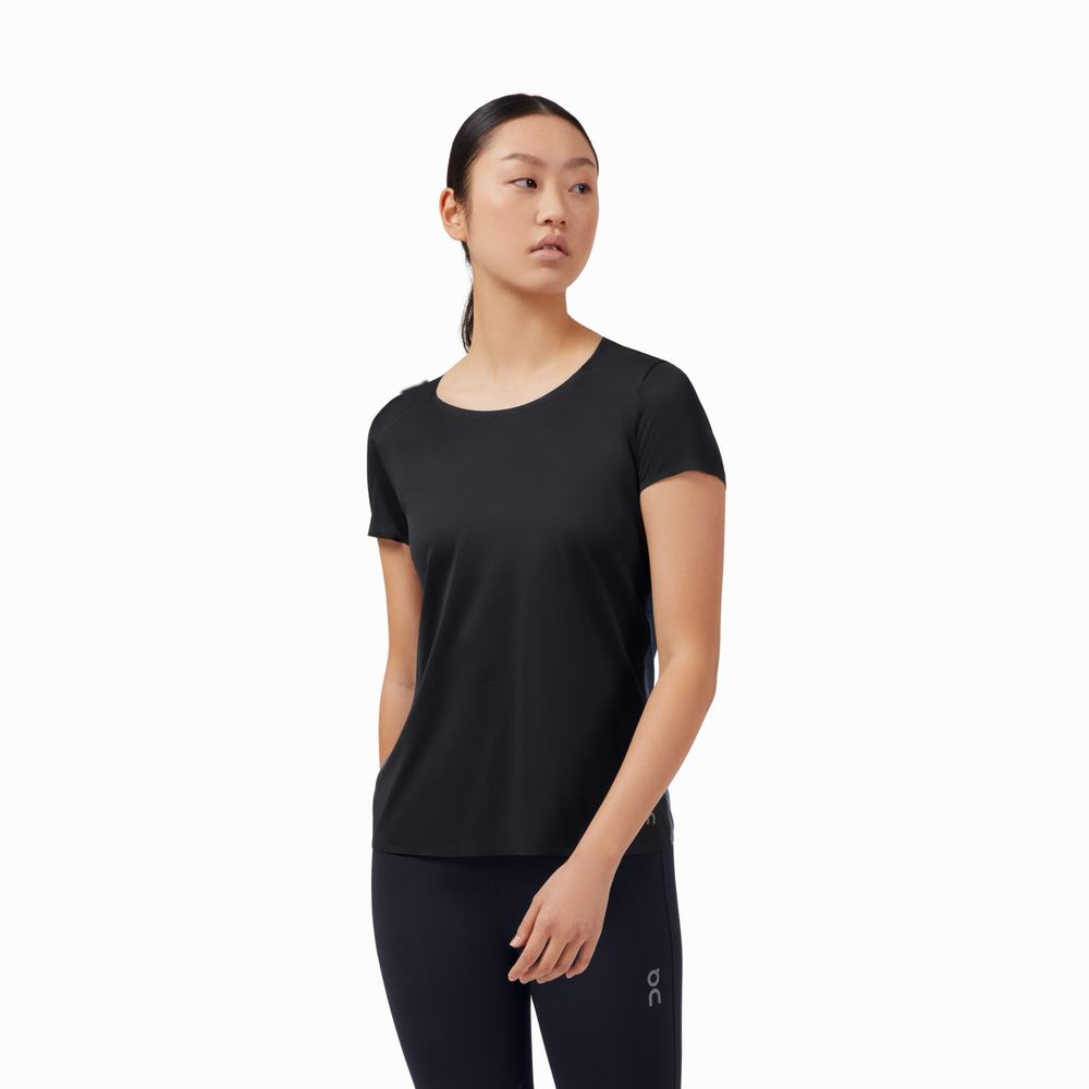 Camiseta On Performance Long Mujer Negros | 89LQMASDF