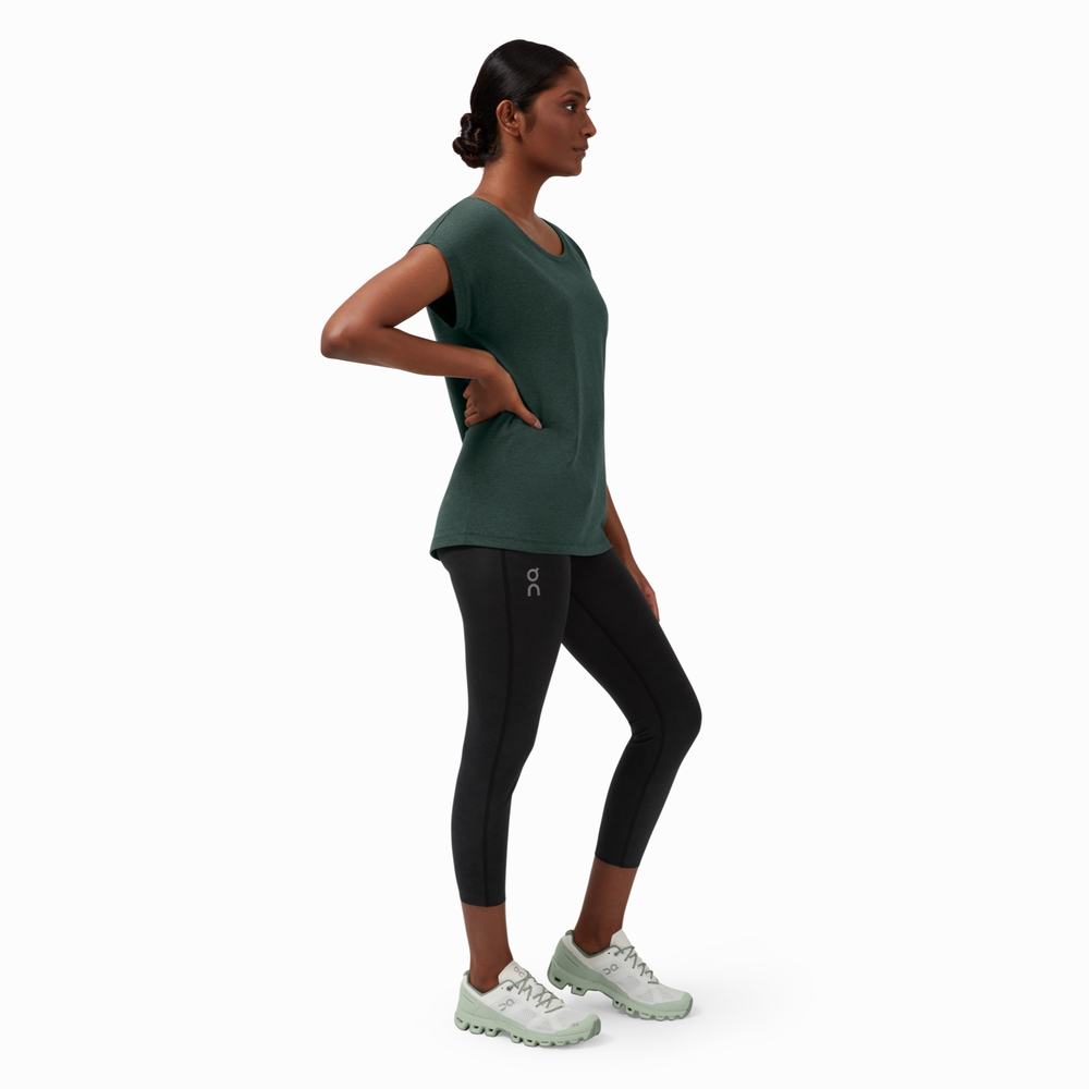 Camiseta On Performance Mujer Verdes Oscuro | 32NCQZWLM