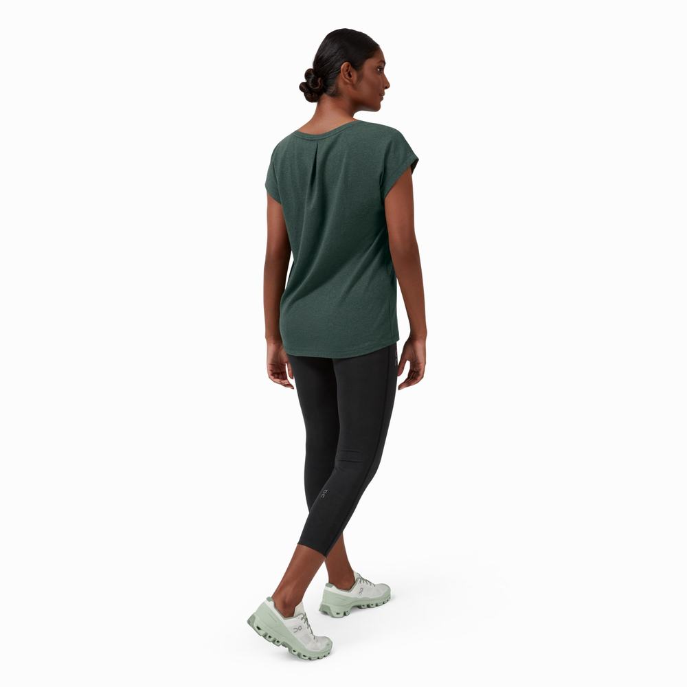 Camiseta On Performance Mujer Verdes Oscuro | 32NCQZWLM