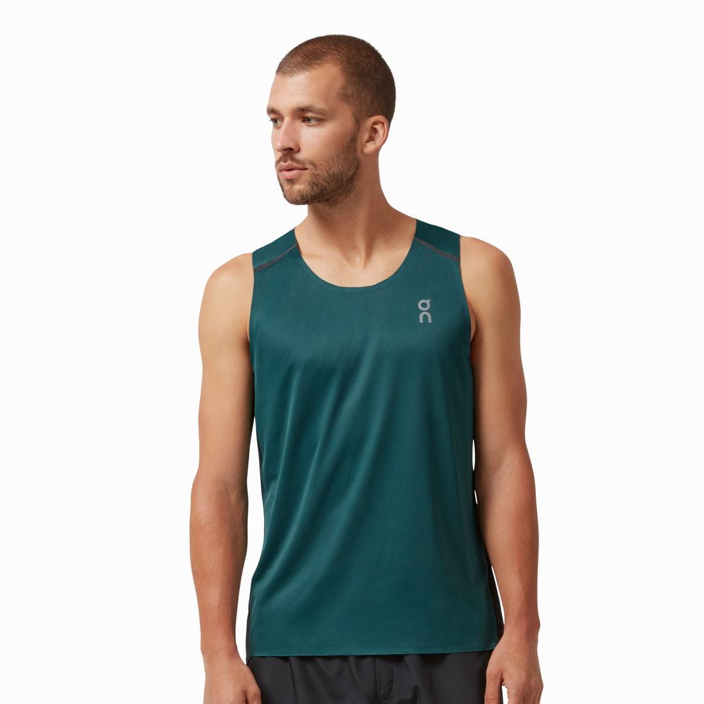 Tank Top On Performance Hombre Verdes Negros | 48KDQNOMA