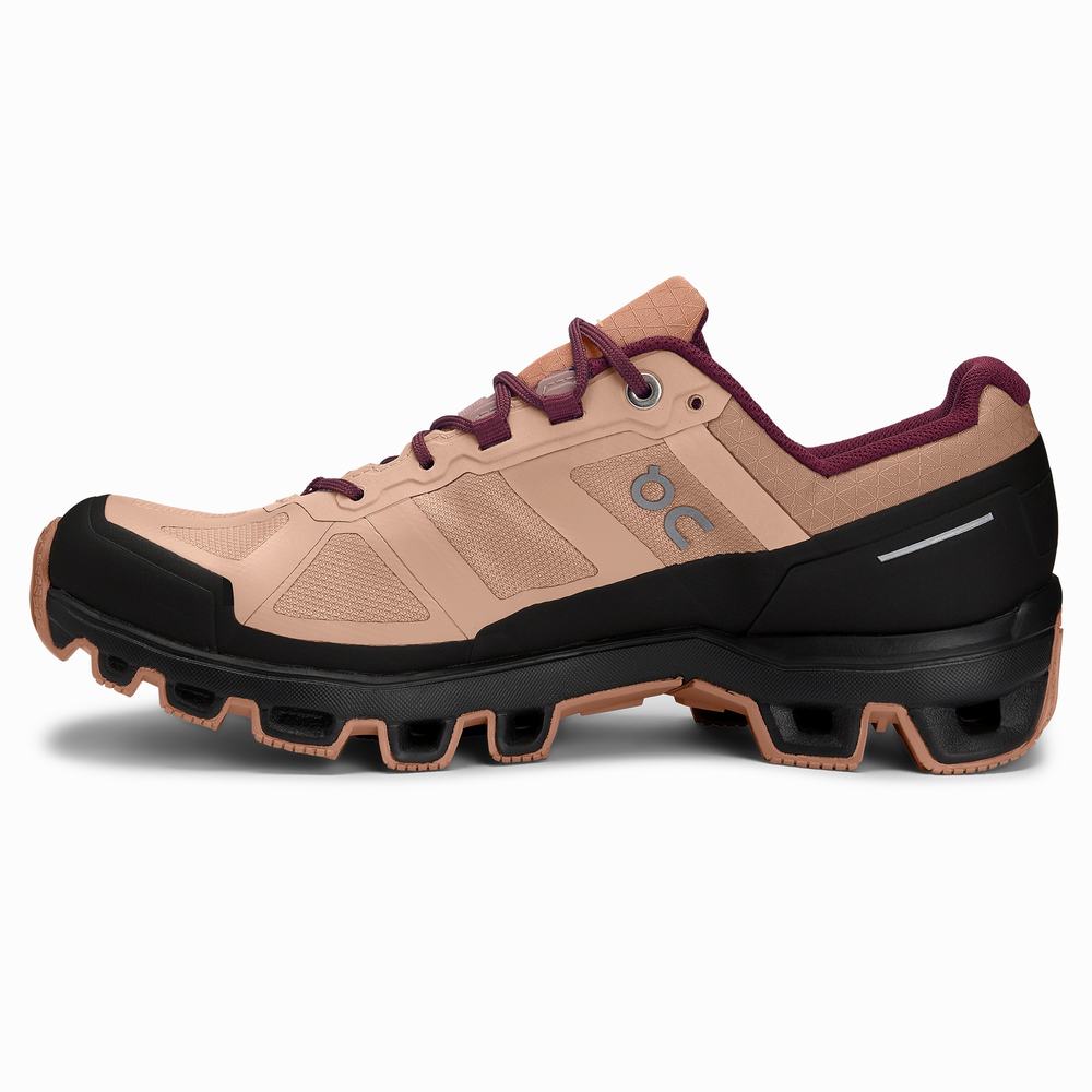 Tenis Para Trail Running On Cloudventure Mujer Marrom Rosas | 46HRTBPID