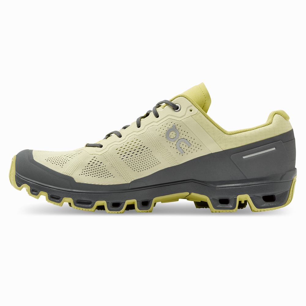 Tenis Para Trail Running On Cloudventure Hombre Kaki Amarillos | 46IBUXCVD