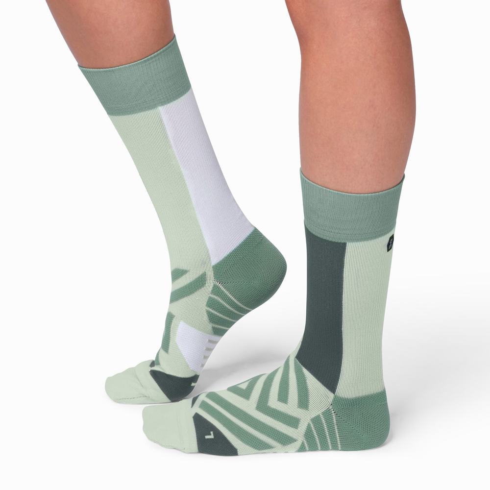 Calcetines Para Correr On High Hombre Verdes Blancos | 48QODTJCU