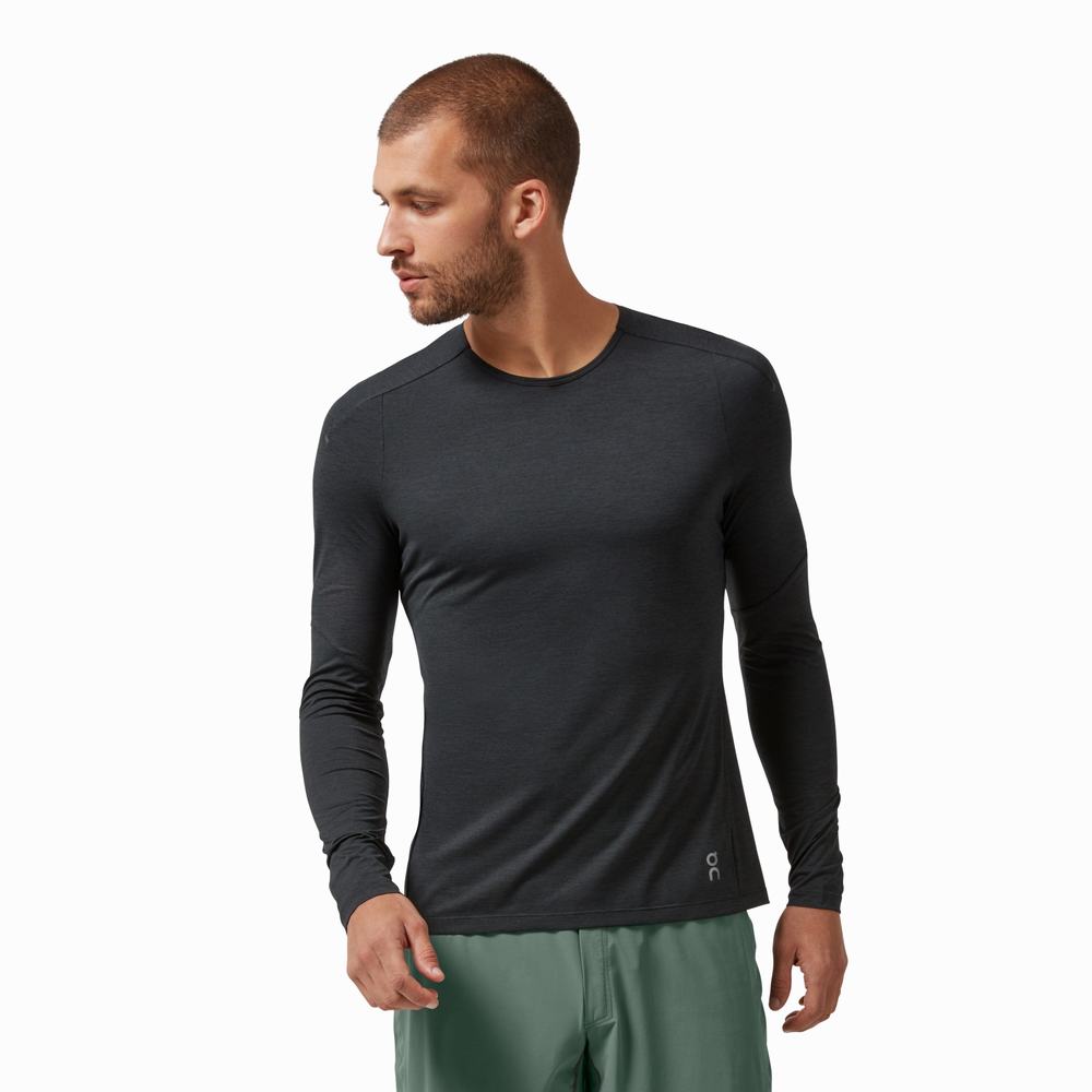 Camiseta On Performance Long Hombre Negros | 18NYGXHDM