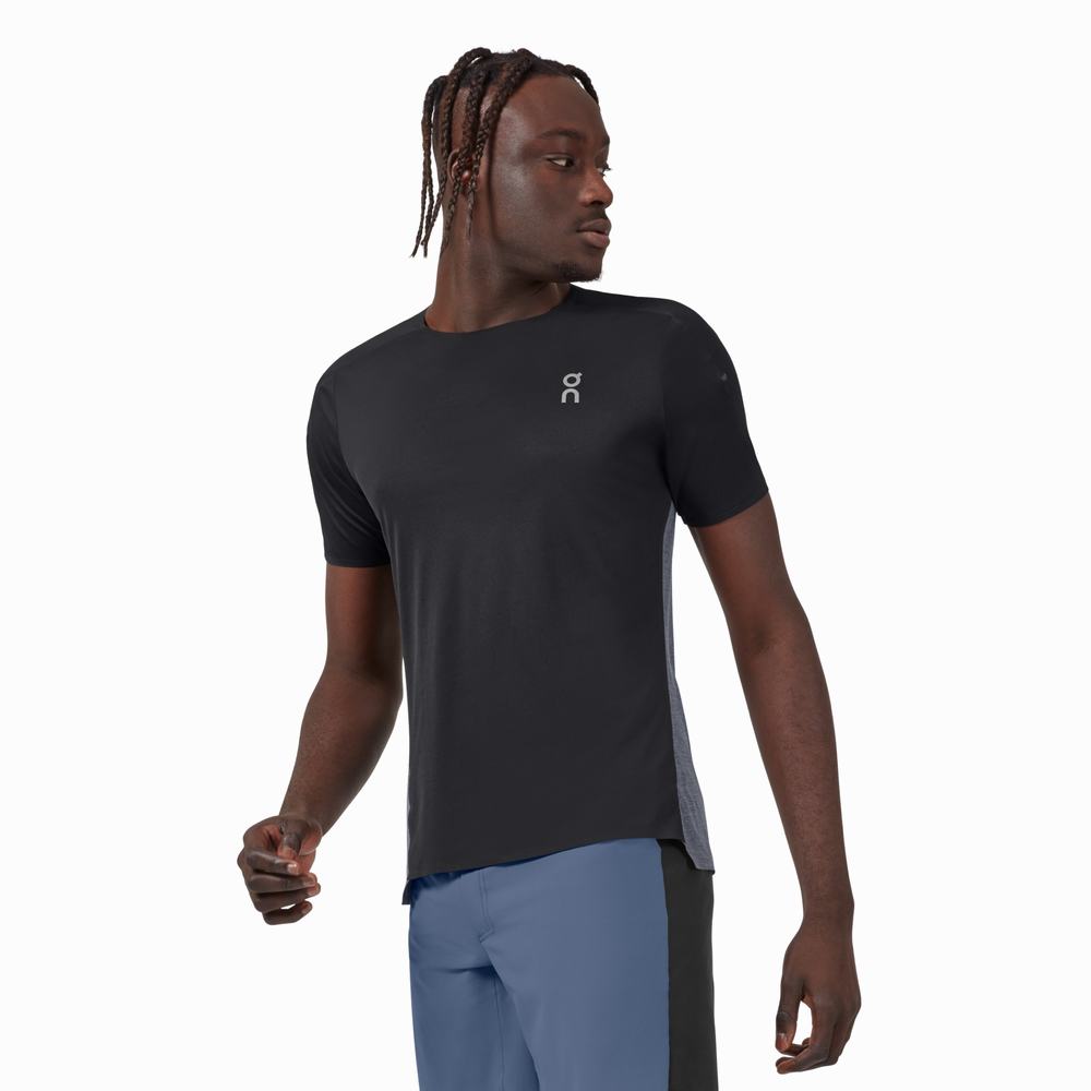 Camiseta On Performance Long Hombre Negros | 62NHBKFVS