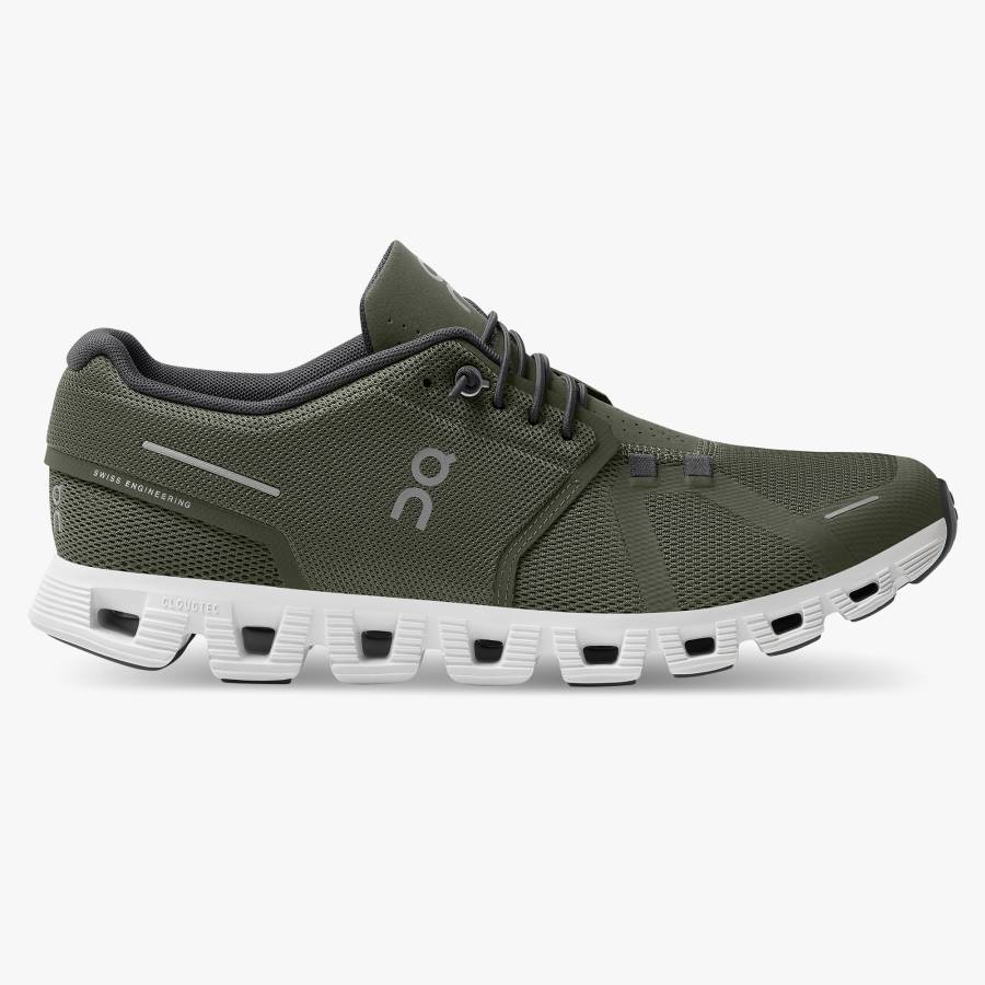 Tenis On Cloud 5 Hombre Verde Oliva Blancos | 29GUBNSMK