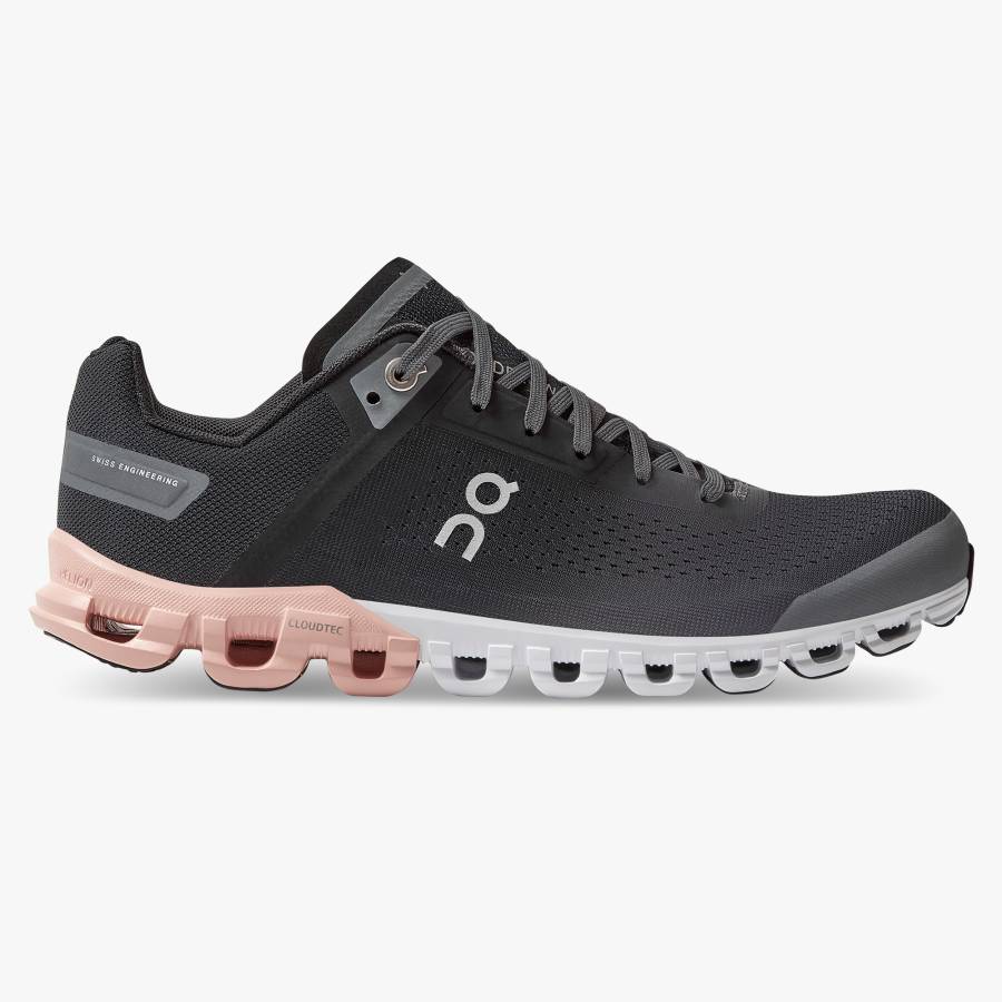 Tenis Para Correr En Carretera On Cloudflow 3 Mujer Negros Rosas | 43ISJTFHX