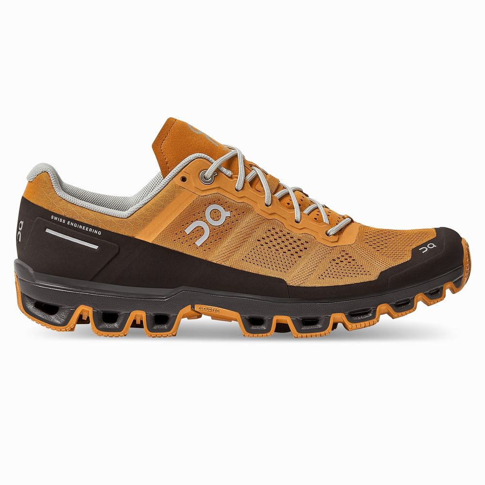 Tenis Para Trail Running On Cloudventure Hombre Marrom Amarillos | 41LQHVREJ